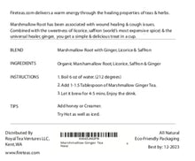 Load image into Gallery viewer, FIRE TEAS Organic Marshmallow Root &amp; Ginger Herbal Tea w/Saffron &amp; Licorice - Helps Pain &amp; Swelling Issues - Mucous Membranes, Respiratory System &amp; Lung CleanseMade in the USA