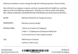 FIRE TEAS Oatstraw Licorice Herbal Oat Tea - Loose Leaf Blend - Made in the USA