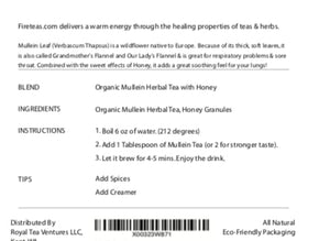 Organic SWEET Mullein Leaf Herbal Tea w/Honey Granules - Respiratory & Lung Cleanse Herbal Tea, Naturally Sweet Mucous Membranes Support, Anti Inflammatory, Loose Leaf, Made in the USA