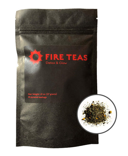 Detox & Glow - Anti Inflammatory Tea with 20x Anti Oxidants -Organic Turmeric, White Tea, Saffron, Cinnamon, Ginger & Cardamom - Fire Teas